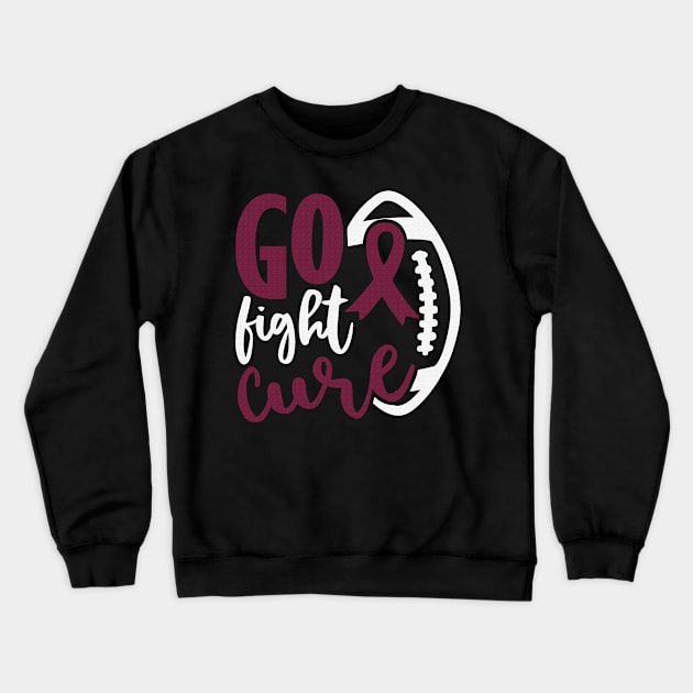 Football Tackle Go Fight Cure Sickle Cell Awareness Burgundy Ribbon Warrior Support Crewneck Sweatshirt by celsaclaudio506